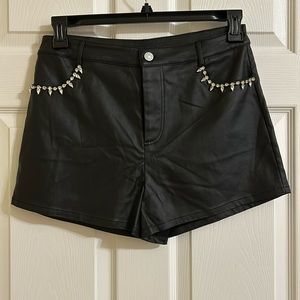 Windsor Black Faux Leather and rhinestone shorts